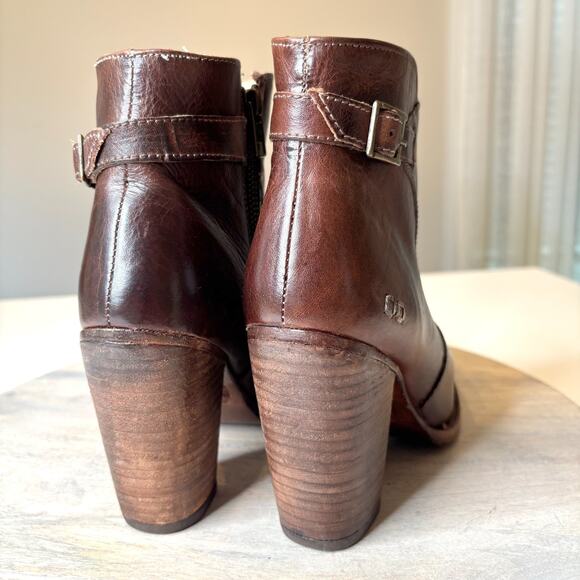 Bed Stu Isla Cobbler Brown Leather Ankle Boots Women’s 8.5 Rustic Heeled Booties - Picture 7 of 12